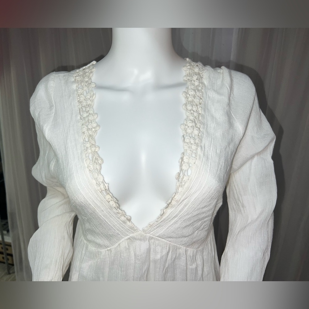 Free People White Backless Lace-Trim Mini Dress - Picture 5 of 10